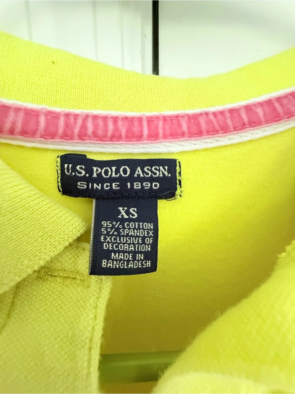 U.S. Polo Assn. Girls' Lime Yellow Polo Shirt with Pink Accent
